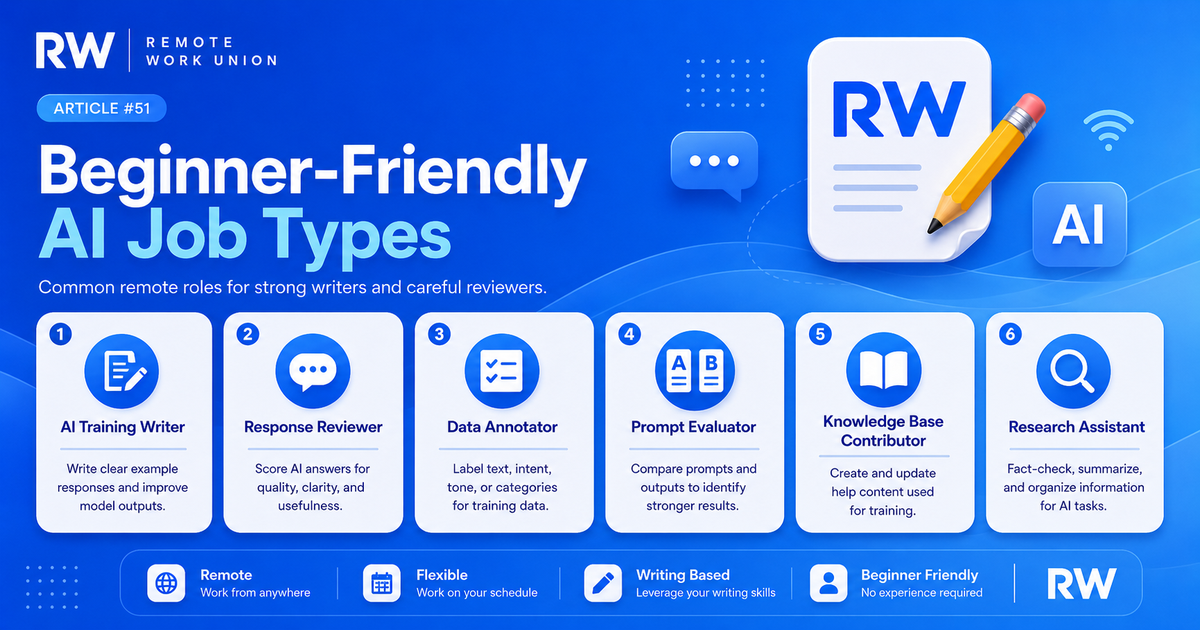 Beginner-friendly AI training job types for writers and researchers — Remote Work Union Article 51