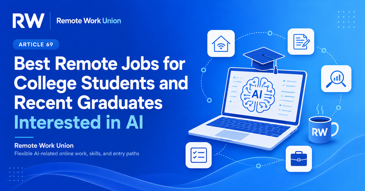 Remote Work Union graphic for best remote AI jobs for college students and recent graduates — Article 69