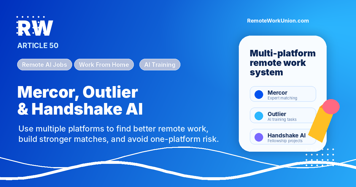 Remote Work Union: how to use Mercor, Outlier, and Handshake AI together for better remote AI work — Article 50